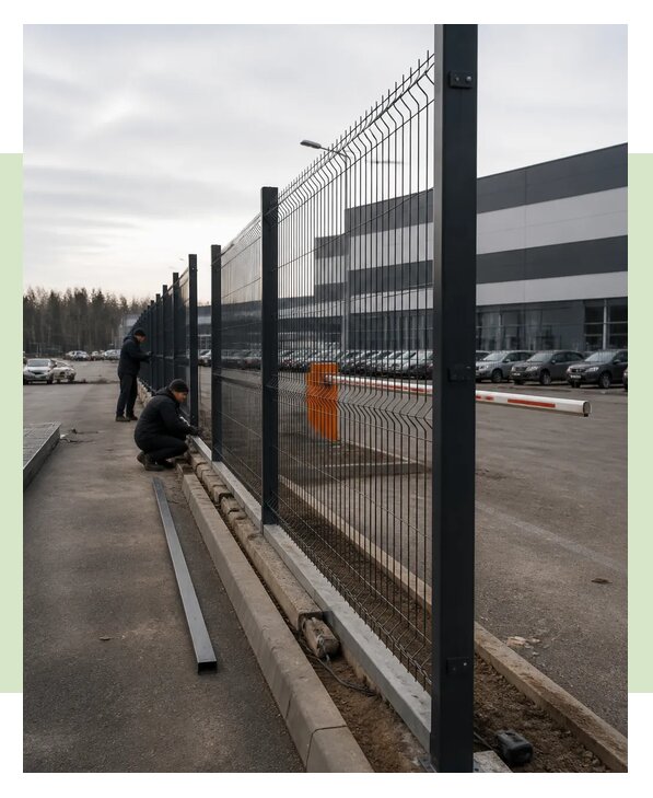 Ограждение парковки под ключ из металла на объекте в Краснодаре